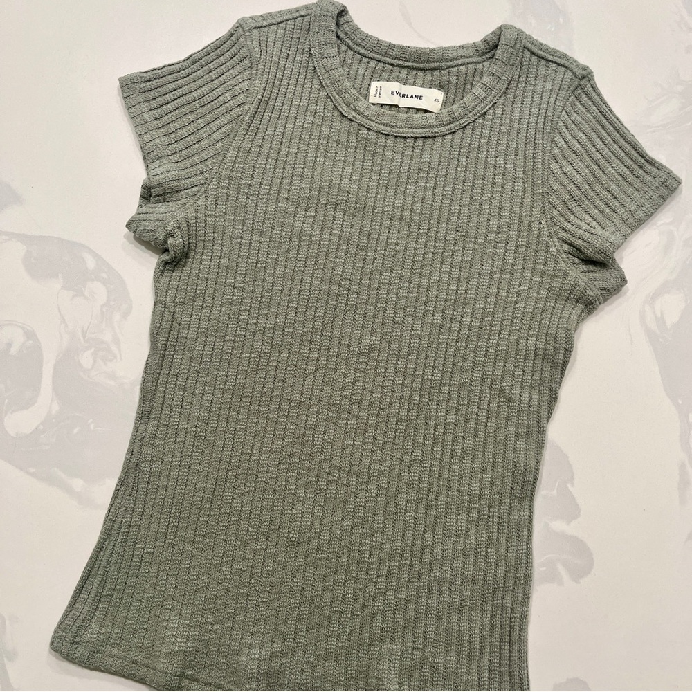 NWOT Everlane The Cozy-Rib Tee Sage Green Size XS